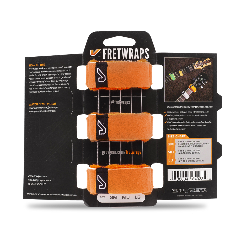 Gruv Gear FretWraps String Muters 3-Pack Flare Orange (Small)